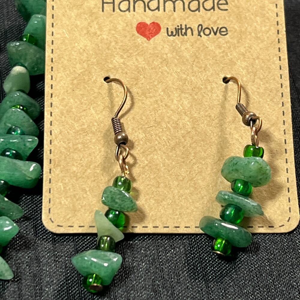 Aventurine Heart 2" Cabochon Copper Wire Wrap Green white 20 inches - Picture 5 of 5